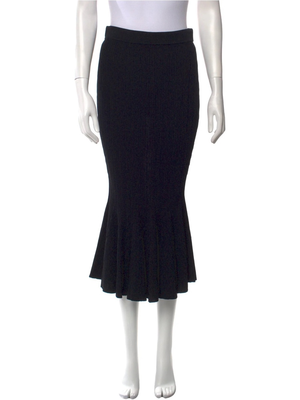 Jonathan Simkhai Navy Blue Ribbed Flared Midi Skirt Size Small
